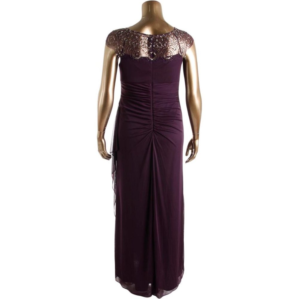 Xscape beaded illusion full length 20W Plum Gown